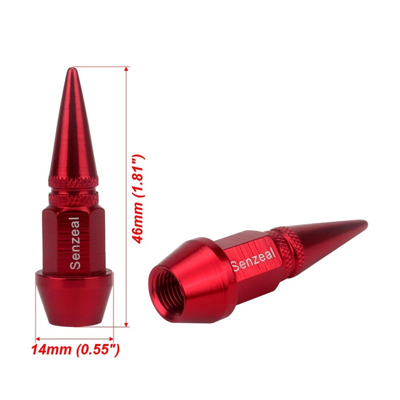 Senzeal 4X Long Impale Spike Style Polished Aluminum Tire Valve Stem Caps Red - Image 3